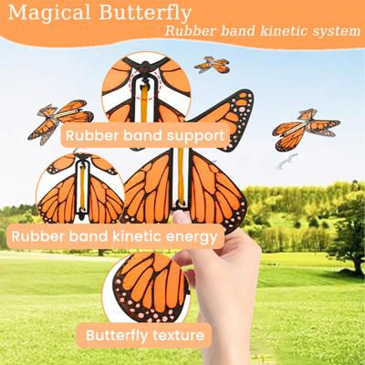 Wind Up Fluttering Butterfly Toy Flying Motion Butterfly Bookmarks with Rubber