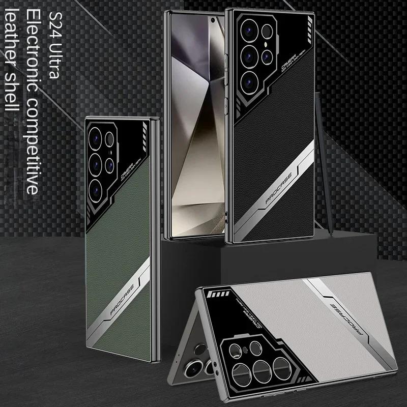 Skórzane etui na telefon Galaxy S24 Ultra z galwanizacją S23 Ultra dla Samsunga Galaxy S24 S23 Ultra Ochronne wstrząsoodporne etui