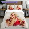 3-dielna súprava obliečok na paplón (1*Obliečka na paplón + 2*Obliečka na vankúš, Bez výplne), Súprava posteľnej bielizne s potlačou Marilyn Monroe, Dekorácia spálne, Celoročná, Darček k narodeninám