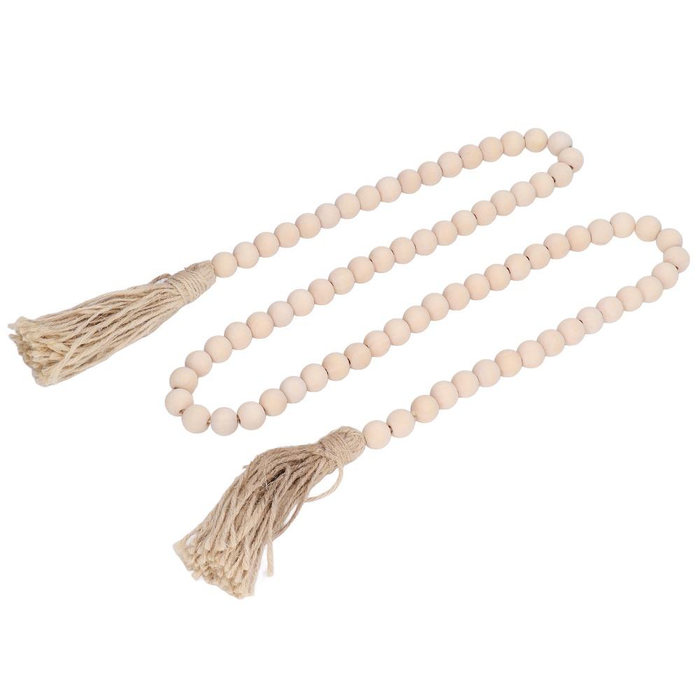 16mm Bead Size Wood Bead Garland 57.87in Boho Wall Hanging Decor Prayer Beads For Coffee Table