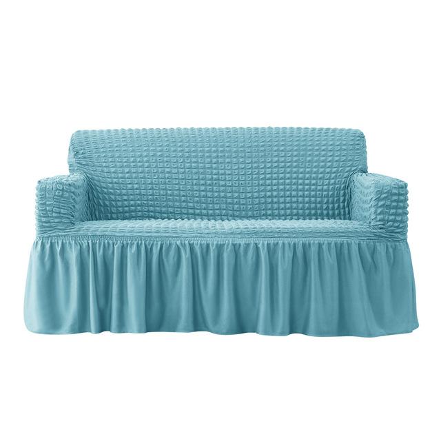 

1 /2 /3 /4 Seaters Seersucker Sofa Cover With Skirt Spandex Stretch Couch Cover Sets For Living Space Anti -Dirty Decorative Settee Slipcover 1 Seater 85-135cm небесно-голубой