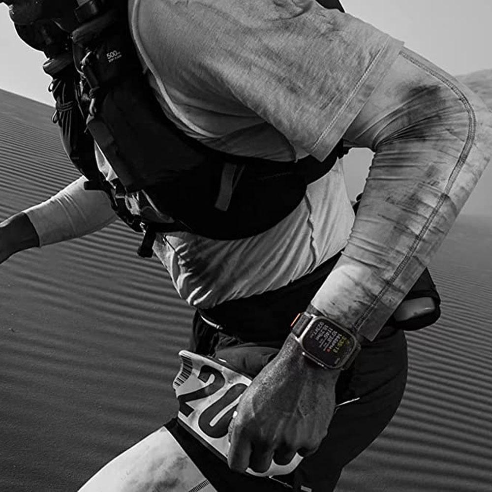Pasek Nylonowy Alogy Sport Na Rzep Do Apple Watch 4/5/6/7/8/Se (38/40/41Mm) Czarno-Pomarańczowy