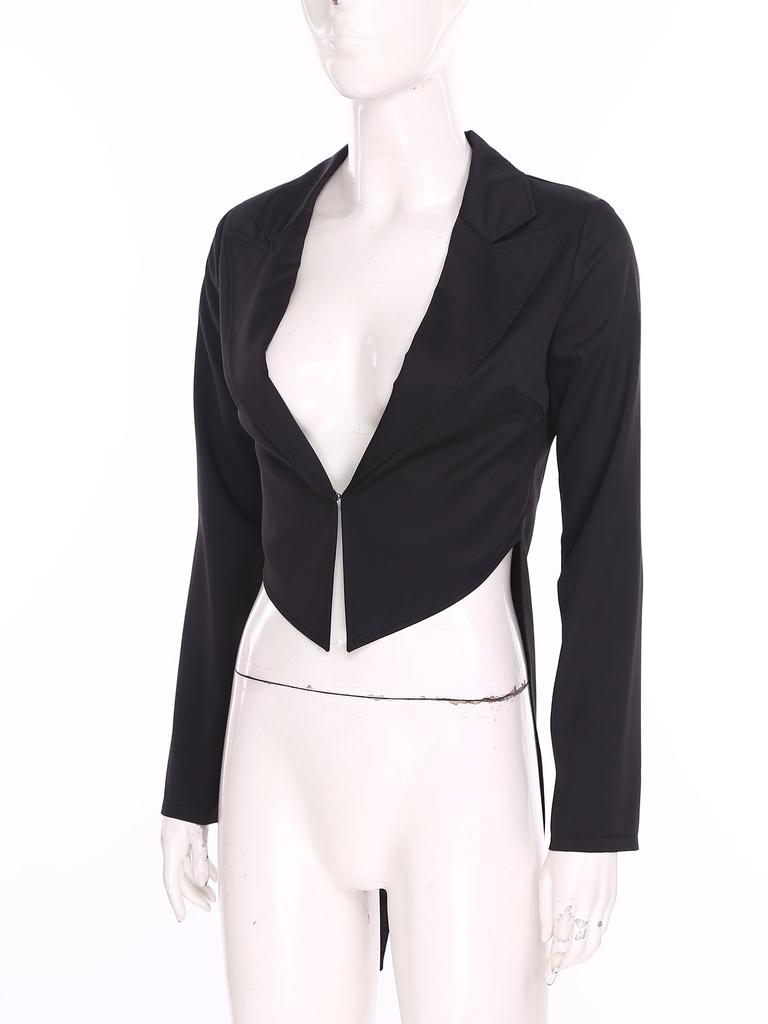 S-XL Donna Giacca Vintage Frac Revers a Punta Scollo a V Apertura Frontale Manica Lunga Giacca da Smoking Capospalla per Cocktail Cameriere Cosplay