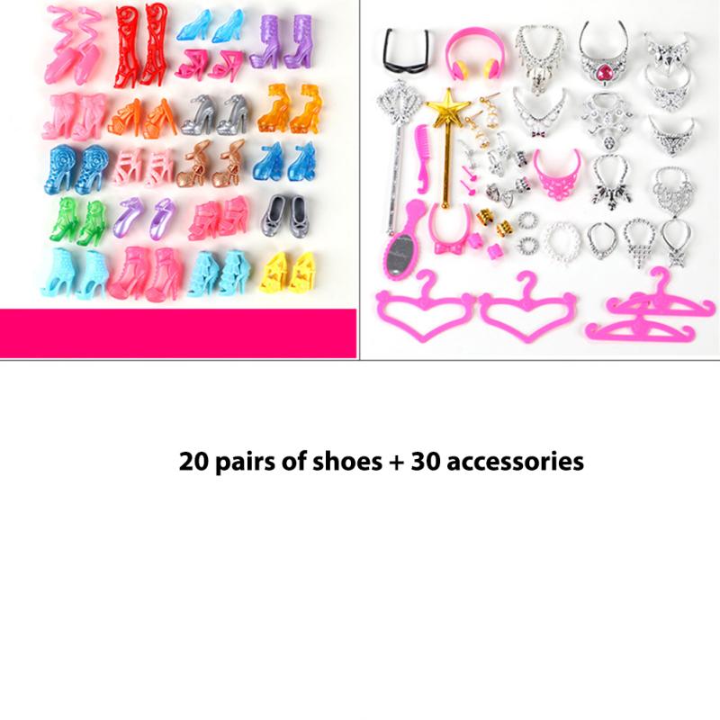 Robe de soirée, accessoires de poupées, sacs à chaussures, fournitures de maison de jeu, cadeaux pour filles, couleur aléatoire
