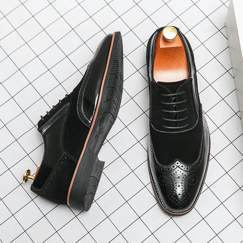 

Men Retro Block Shoes in Black Brown with Patchwork Straps for Business and Carved Formal Wear Sizes 38-48 Men Shoes 48 чёрный