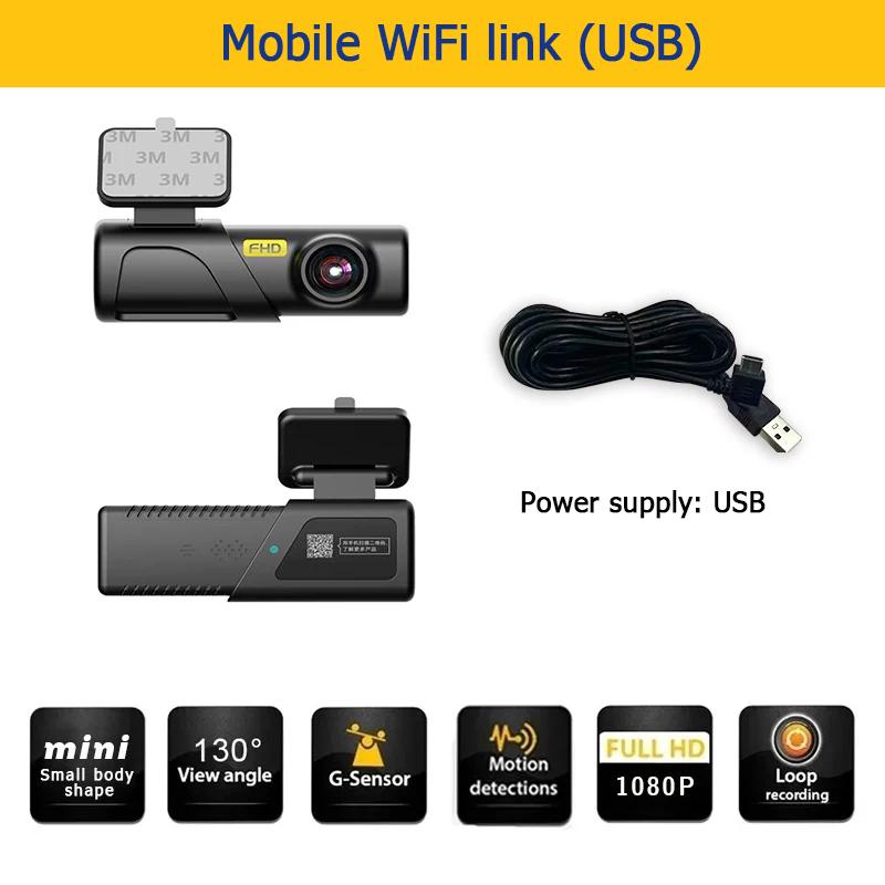 

DVR Dash Cam Mini скрытый мобильный WiFi приложение HD 1080P автомобильный USB ACC 24H монитор WDR видеорегистратор ночное видение none