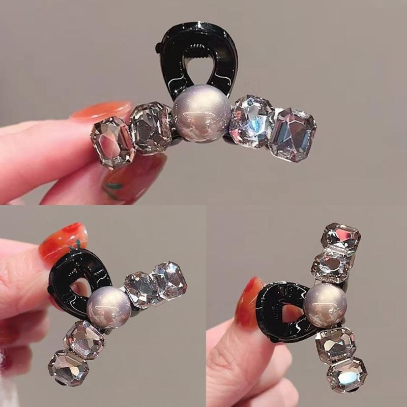 French Styles Rhinestones Imitation Pearls Hair Clip For Women Elegant Secure Grip Glitters Accessory For Half Up Hairstyles