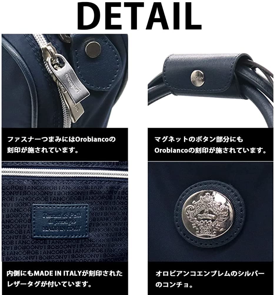 Orobianco DENVER TT 13-C (Blue-SCURONavy) 2-Way Business Bag, Genuine Leather and Limonta Nylon, Large Capacity, Men's, Made in Italy, Briefcase,