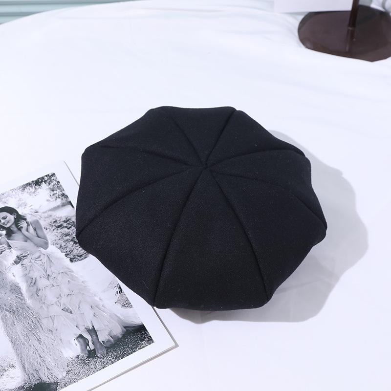 Autumn and winter niche beret trendy lady retro French elegance portable temperament hat big brim
