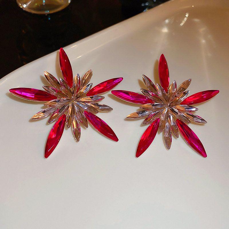 

Silver Needle Shiny Diamond-Encrusted XINGX Earrings Fashion Exaggerated Design Earrings Fashion Fancy Graceful Earrings Silver Needle-Pink