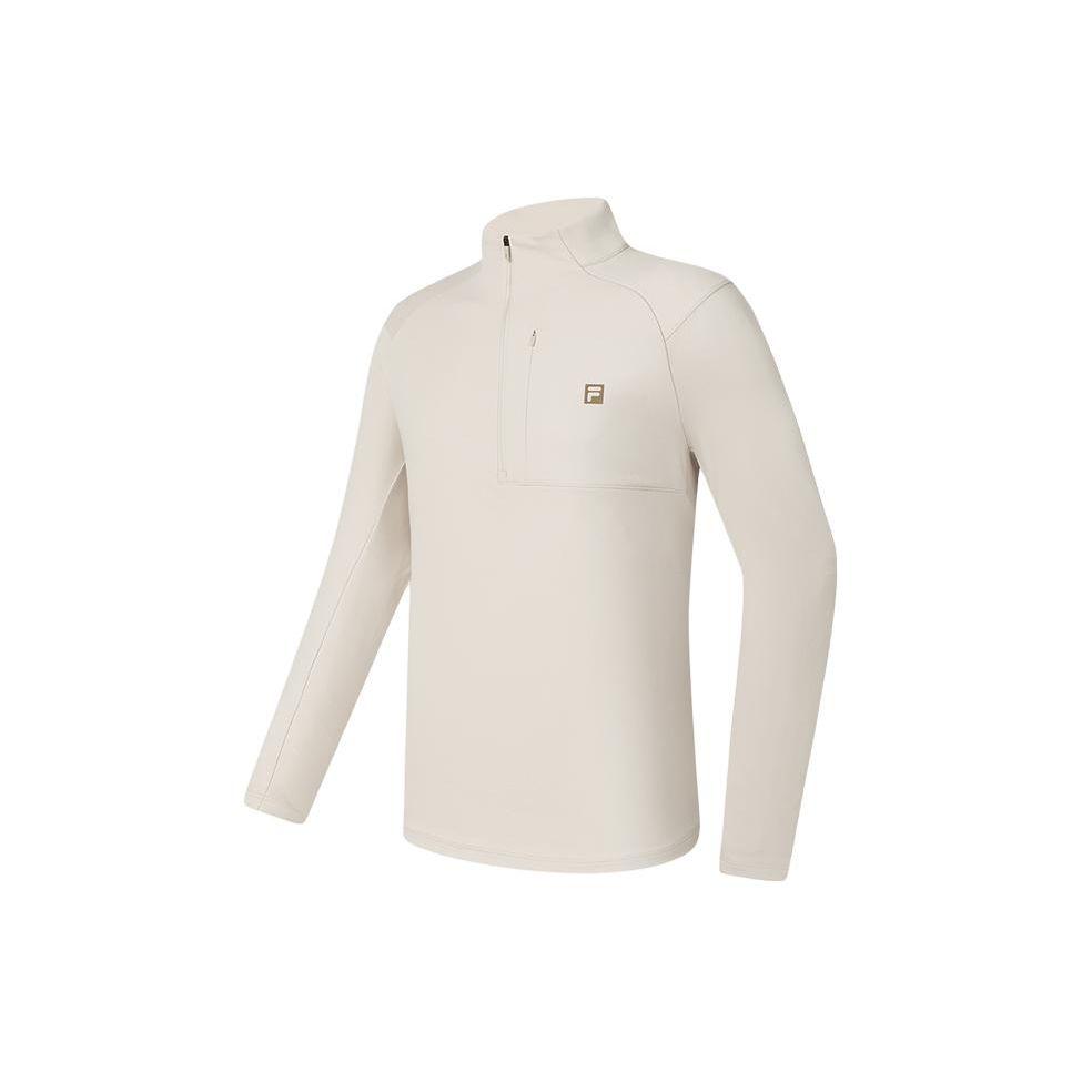 Fila Logo Solid Color Stand Collar Pullover Outdoor Sports Casual Knitted Long Sleeve T-Shirt Men Tops A11M417201F-GY