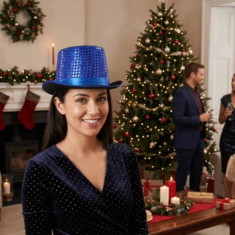 Sequined Glitter Top Hat British Style Multicolor Glittering Magician Hat Durable Lightweight Polyester Bowler Jazz Hat