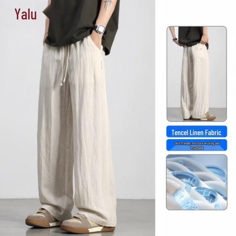 Ya Lu Men s Summer Tencel Linen Blend Casual Pants 4XL грязно-белый