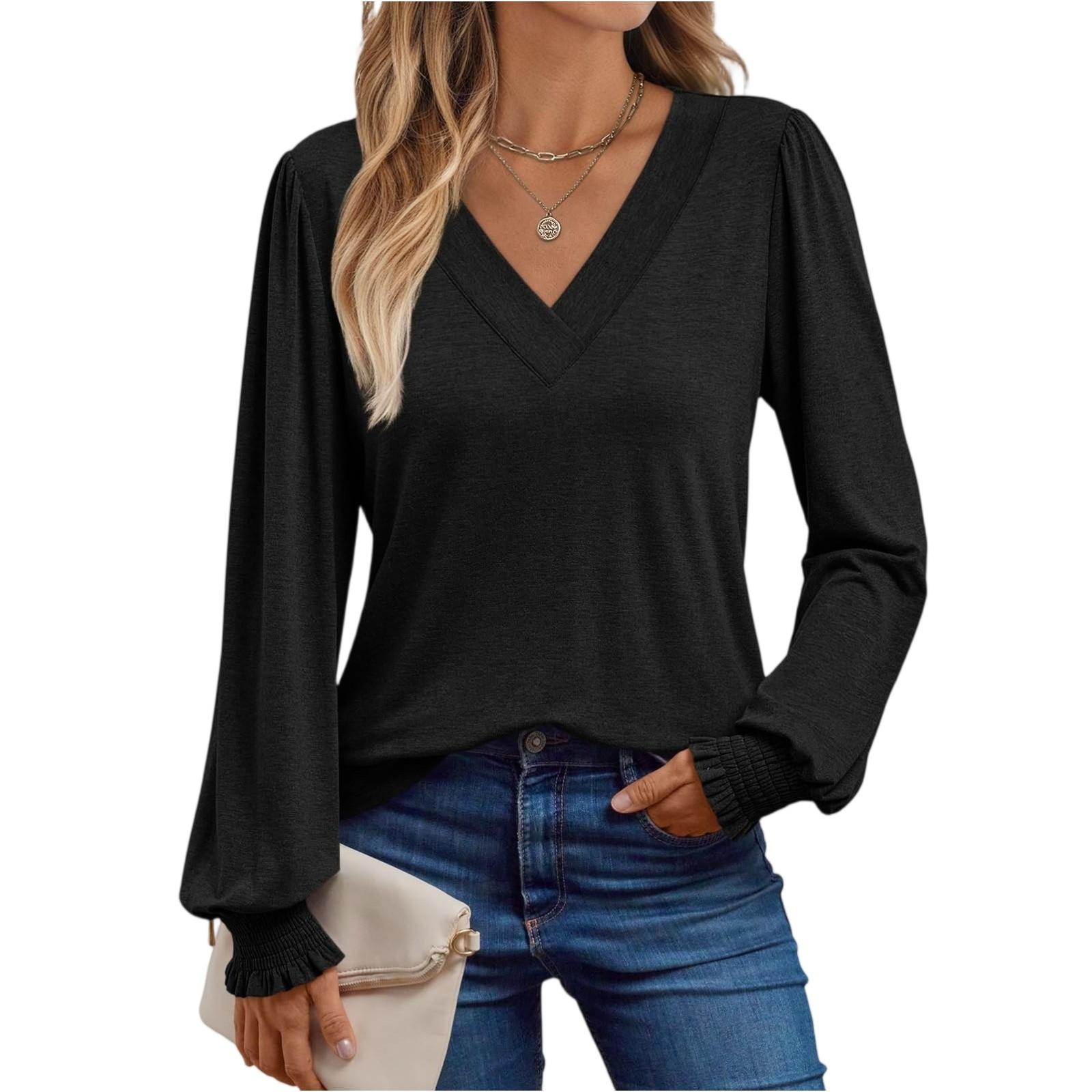 

Женский модный пуловер с круглым вырезом и длинными рукавами, однотонный, повседневный топ XXL чёрный