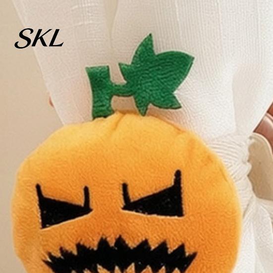 Autumn Curtain Tieback Halloween Pumpkin Tieback, Plush Fabric Strap Durable Holder, Decorative Draperies Holdback for Home Holiday Party Decor Strong