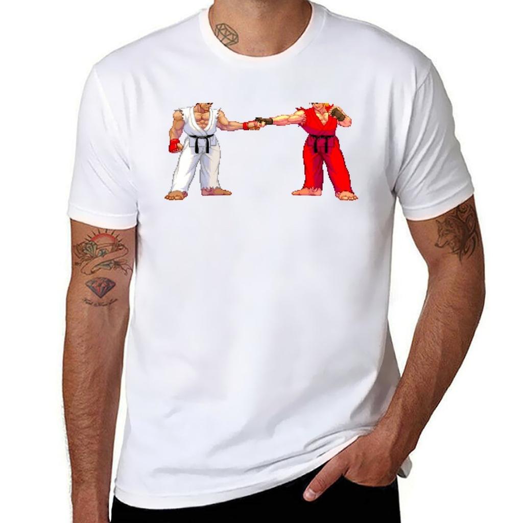 3rd Strike Ryu and Ken Fist Bump TShirt Vintage Style Printed Top