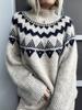 Women's Autumn Winter Knit Sweater, Retro Lazy Set-in Pullover, Ribbed Loose Top