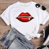 Women Lip Watercolor Sexy Lip Sweet Print T Shirt Female Graphic Top Short Sleeve Fashion  Summer Tshirts Casual Tee T-Shirt