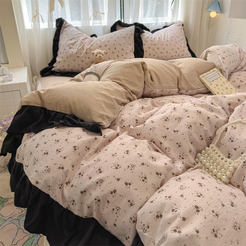 

Комплект постельного белья в корейском стиле с наволочкой, простыня, одинарный, двуспальный размер, постельное белье, комплект пододеяльника, размер квин/кинг, двойной чехол для одеяла Flat Bed Sheet&3pcs 0.9m bed
