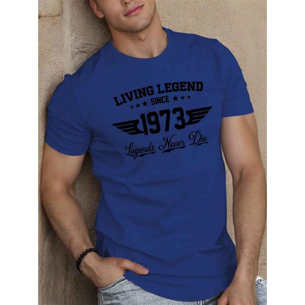 

Летняя мужская повседневная свободная футболка большого размера из 100% хлопка с принтом SINCE 1973 года, спортивная, удобная, с круглым вырезом и короткими рукавами 6XL