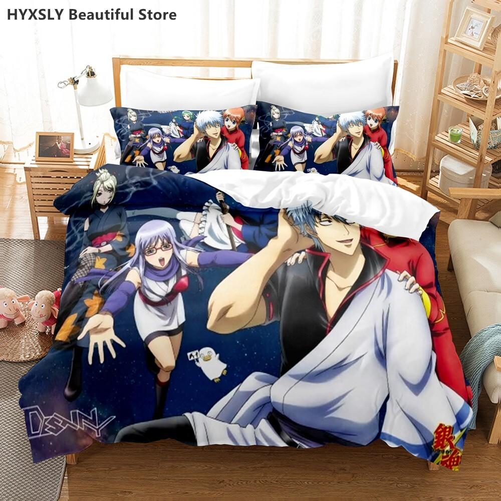 Gintama Bedding Set Duvet Cover Pillowcases For Adult Kids Single Double Full Queen King Kids Teens Sakata Gintoki Bed Linen