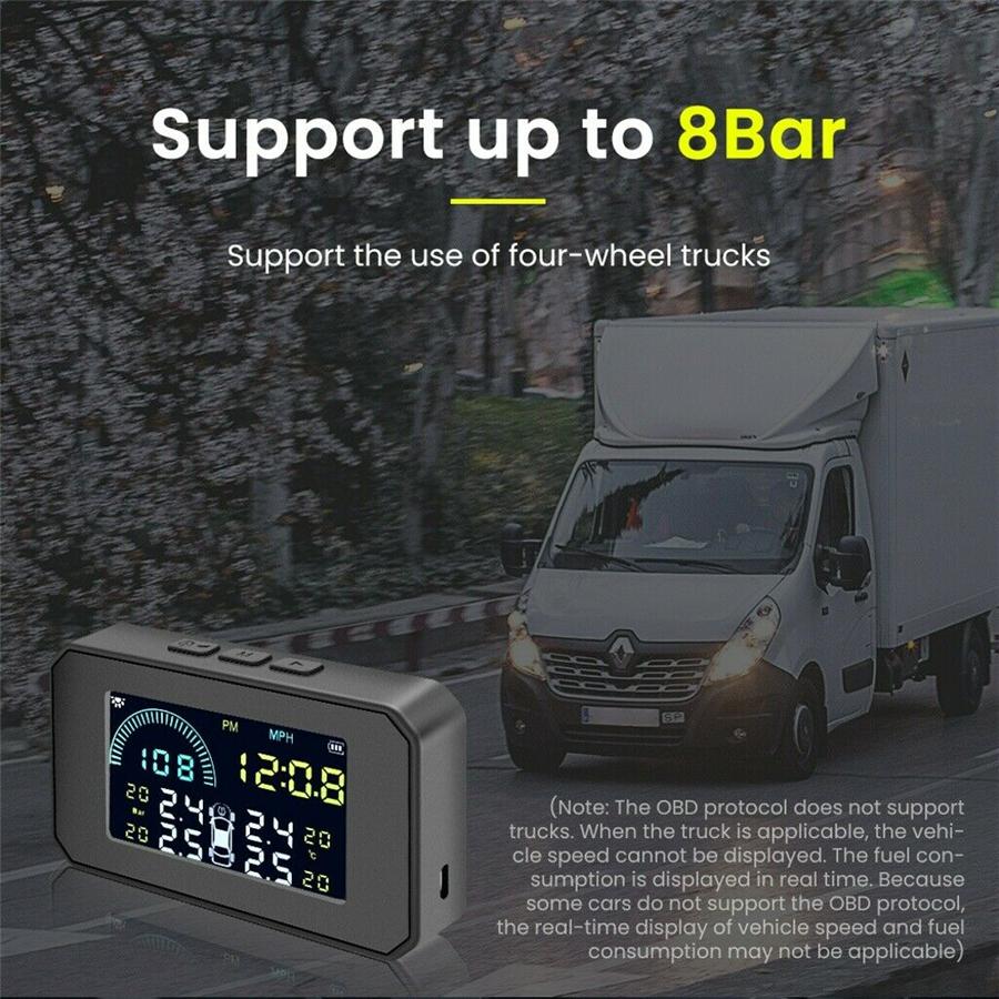 Car TPMS OBD2 HUD Wireless Tire Pressure Monitoring System + 4 Internal Sensors
