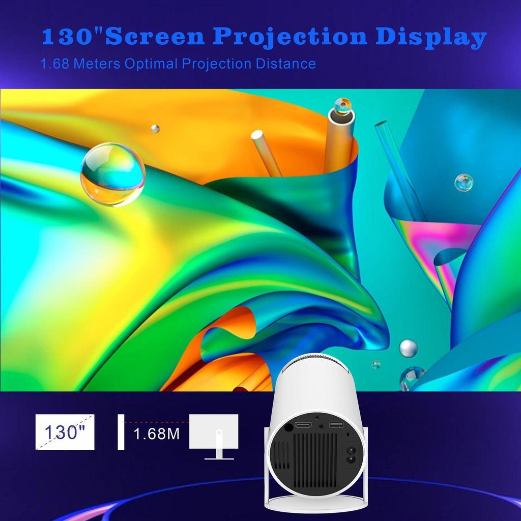 HY300Pro 4K Portable Ultra HD LCD Projector with Wireless Screen Mirroring for Living Room