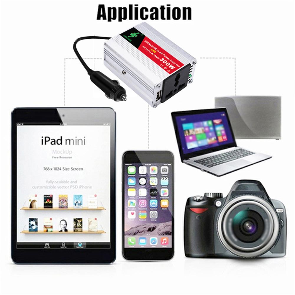 Invertor portabil Invertoare de putere pentru mașină DC12Volt la AC220Volt Transformator 300W Convertor de putere auto
