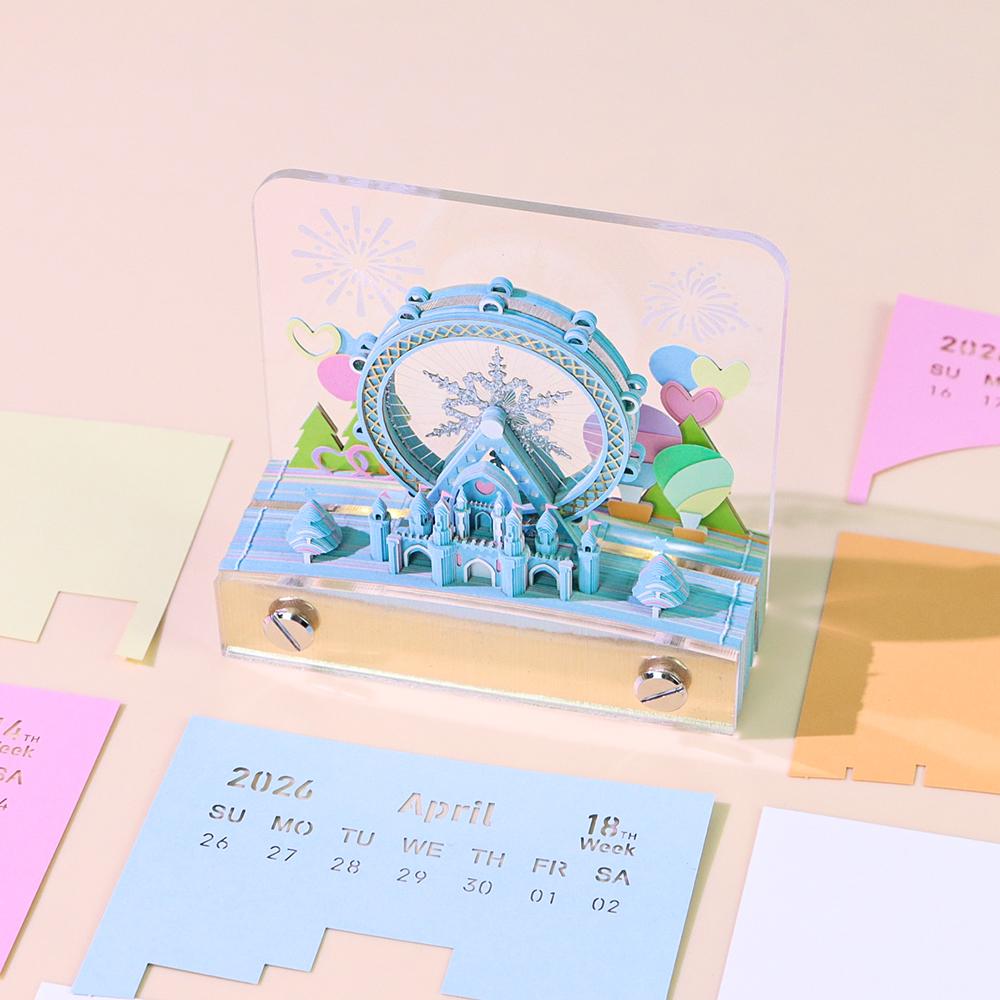 3D Memo Pad Custom Sticky Note Calendar Snow Ferris Wheel Notepad Stationery Set Girl Birthday Gift Item Christmas Gift for Kids