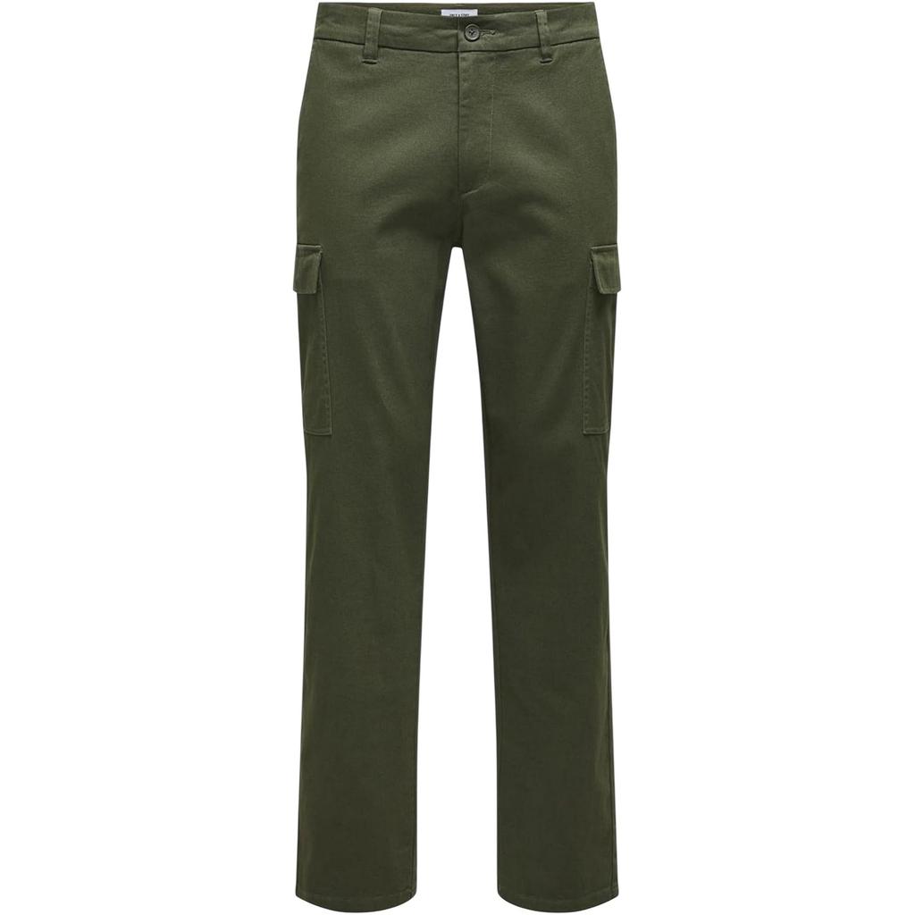 Only Mens Plain Straight Cargo Trousers