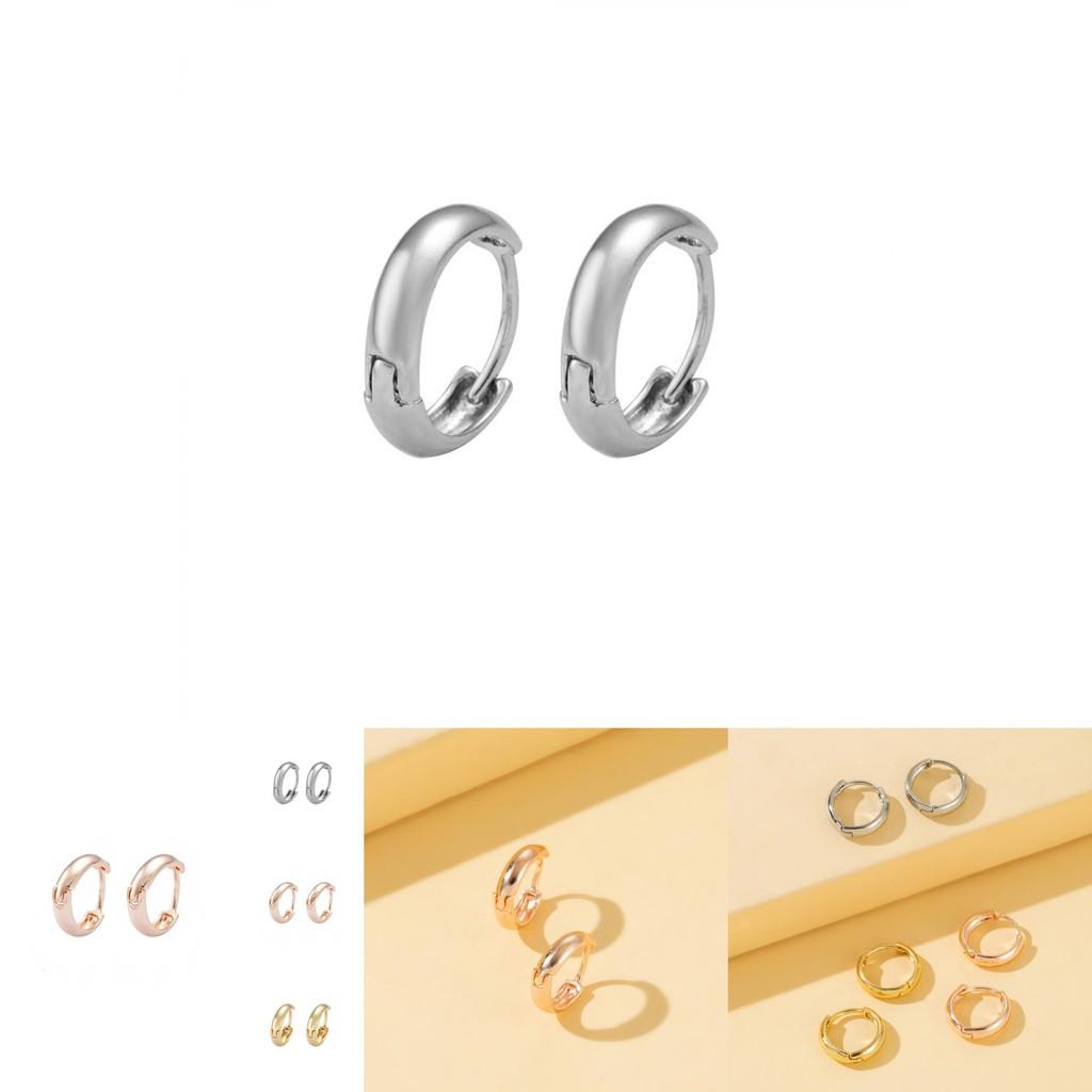 Fashion Alloy Hoop Earrings Unique Geometric Gold Silver Rose Gold For Trendy Women