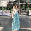 Pure Desire Wind Pleated Slim Tube Top Women's Summer New Floral Slim High Waist Skirt Fashion Suit