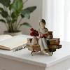 Scultura Decorativa Minimalista per Scaffale, Statuetta in Legno di Ragazza che Legge, Statua Stabile in Stile Pastorale, Statuetta da Scrivania per Decorazione di Librerie, Guarigione Artistica
