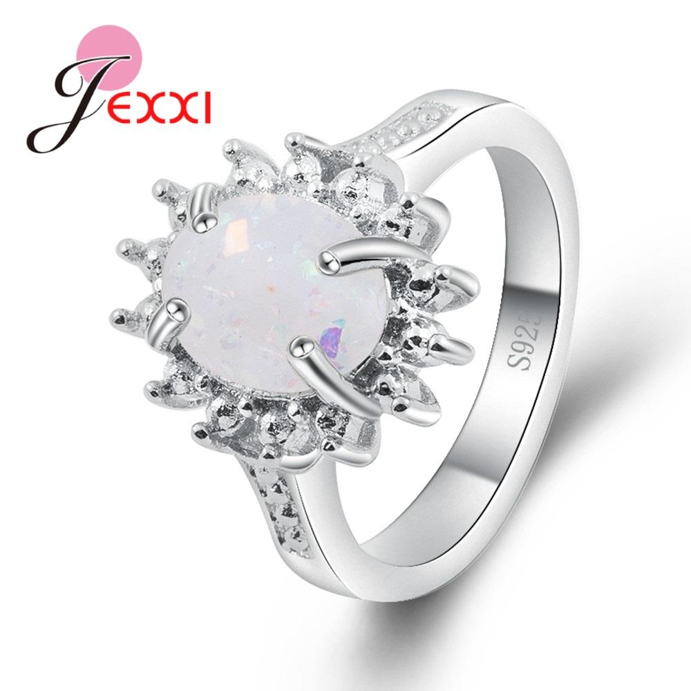 Sparkling Orange Oval Opal Stones 925 Sterling Silver Sunflowers Shaped Rings Jewelry Gifts For Women Wedding Anniversary