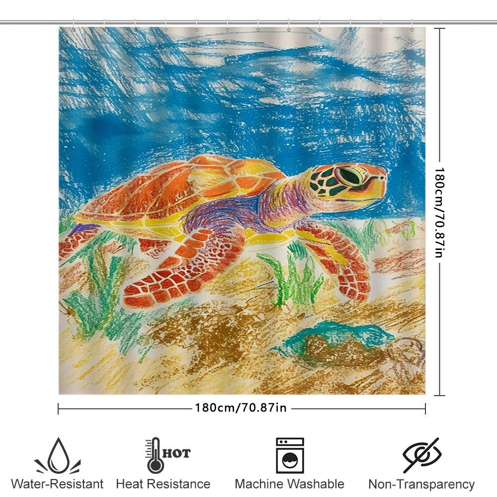Colorful Sea Turtle Shower Curtain Ocean Life Print Home Decor Bath Hanging Decoration For Bathroom Accessories In Modern Wall A