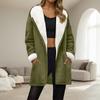 Women's Fashionable Coat Solid Color Long Sleeved Pocket Loose Hooded Zipper Plush Jacket