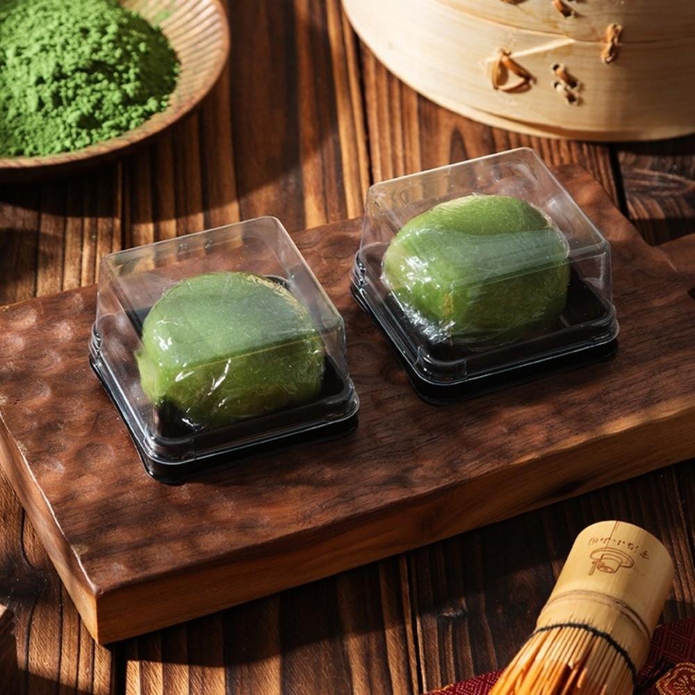 50pcs Transparent Muffin Container Box Square Shape Cookies Sealed Storage Box  Wedding