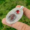 925 Sterling Silver Oval Natural Rhodonite Rubellite Bezel New Pendant Jewelry