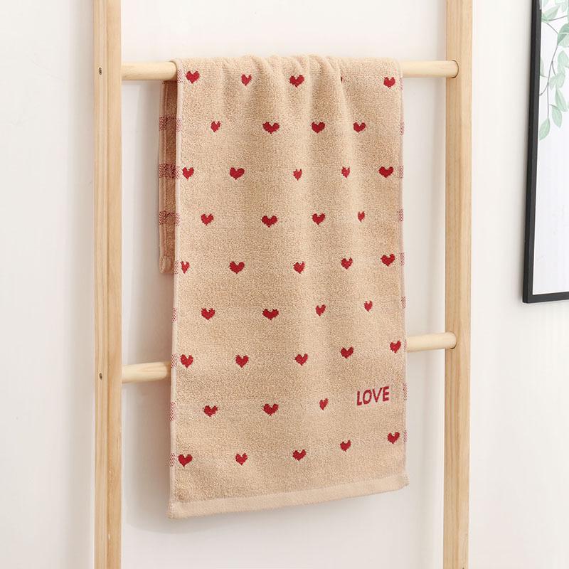 100% Cotton Love Heart Thick Embroidered Face Towel - Soft & Absorbent Couple Gift