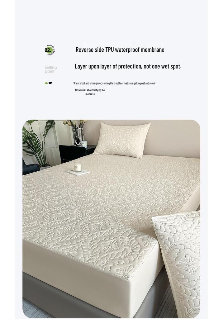 Waterproof Cotton Urine Pad Bed Cover - Thick Solid Color Mattress Protector (2026 Model)