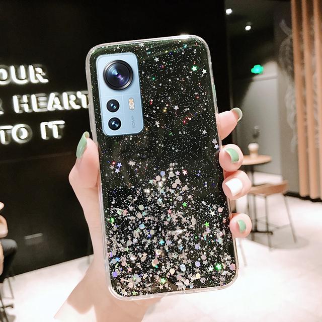 

Роскошный прозрачный мягкий чехол с блестками для Xiaomi Mi 12 12X 12S 12T 11 11T 10 10T Pro Lite, силиконовый чехол для Poco X4 X3 M4 M3 F3 F2 Pro MI 12 12X чёрный