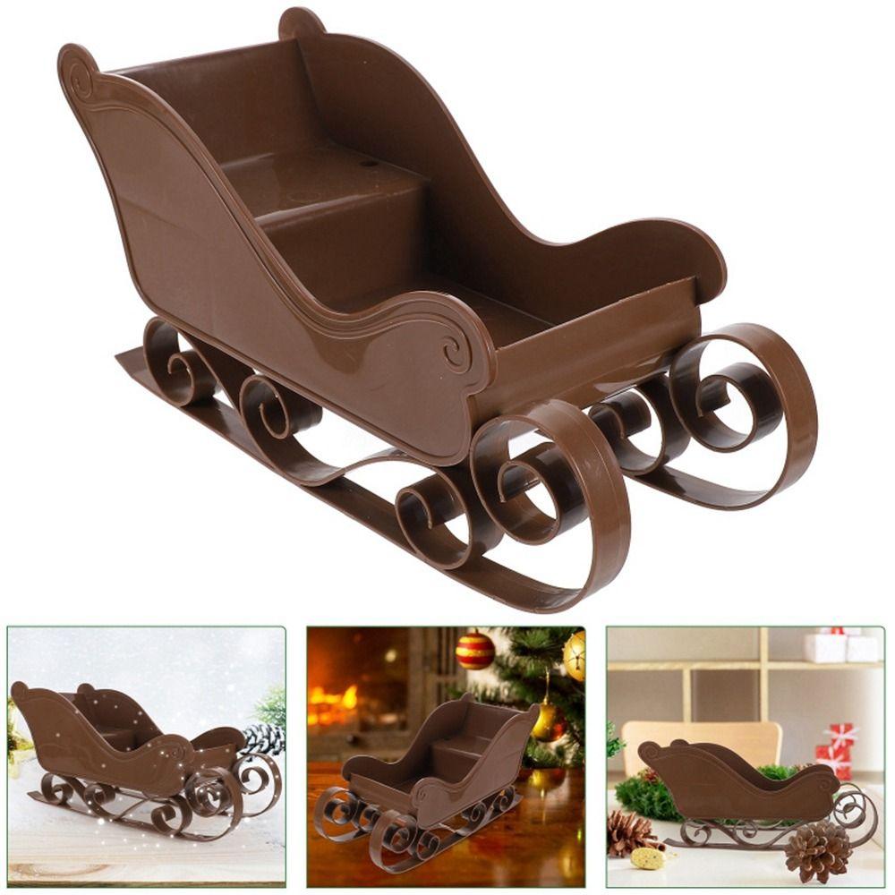 Multi-purpose DIY Christmas Sleigh Statue Reusable Durable Christmas Santa Accessories Cute Santa Claus Sled Figurine Desktop