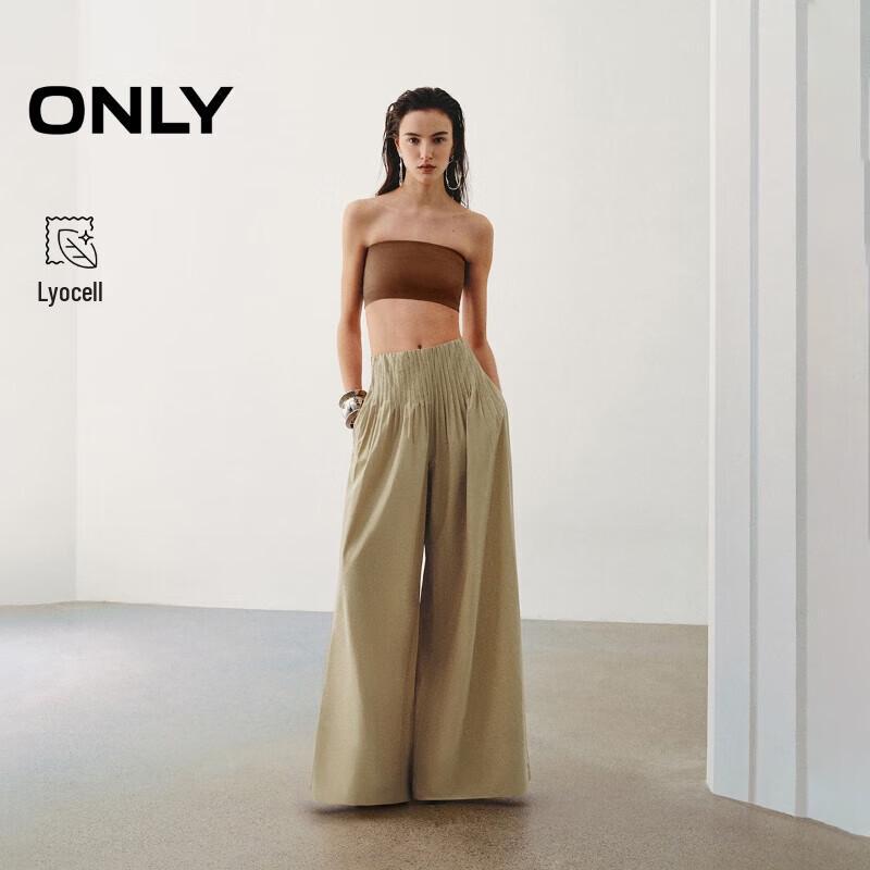 

ONLY Women s 2025 Summer Layered Pleated Wide-Leg Trousers XS