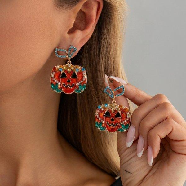 Cute Halloween Dangle Earrings for Women Cartoon Ghost Pumpkin Star Asymmetrical Long Tassel Earrings Party Statement Jewelry