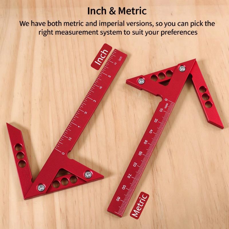 1Pcs 45°/90° Angle Ruler Aluminum Alloy Center Finder Line Gauge & Angle Marking Ruler For Carpenter Marking Measurement Tool