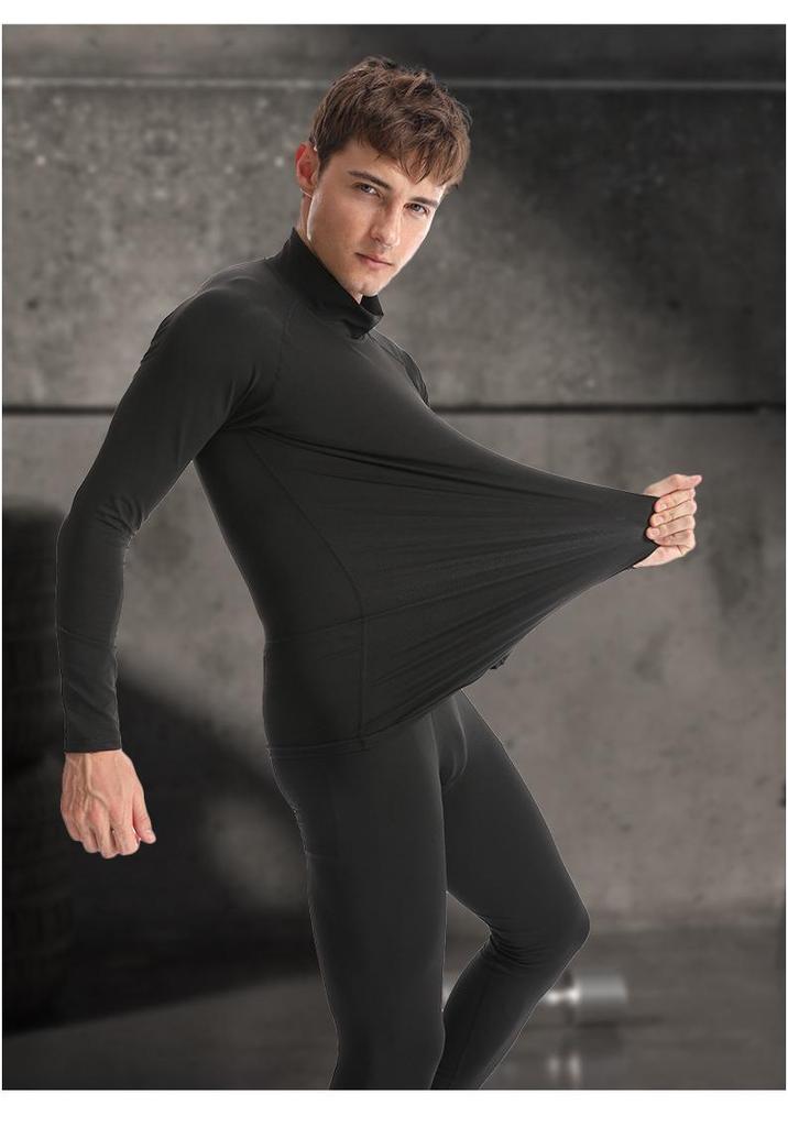 Capa base de cuello alto para hombre Otoño/Invierno: Ropa de Fitness Cálida, de Secado Rápido y que Absorbe el Sudor, de Ajuste Ceñido para Correr y Baloncesto.
