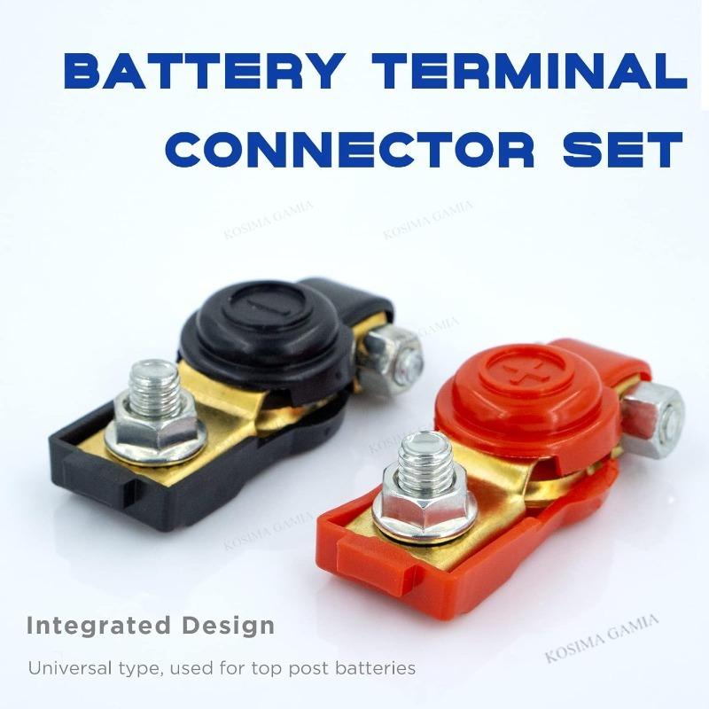 1 Pair Universal Car Battery Terminals Cable Terminal Clamps Connectors Positive and Negative Red and Black Battery Connector