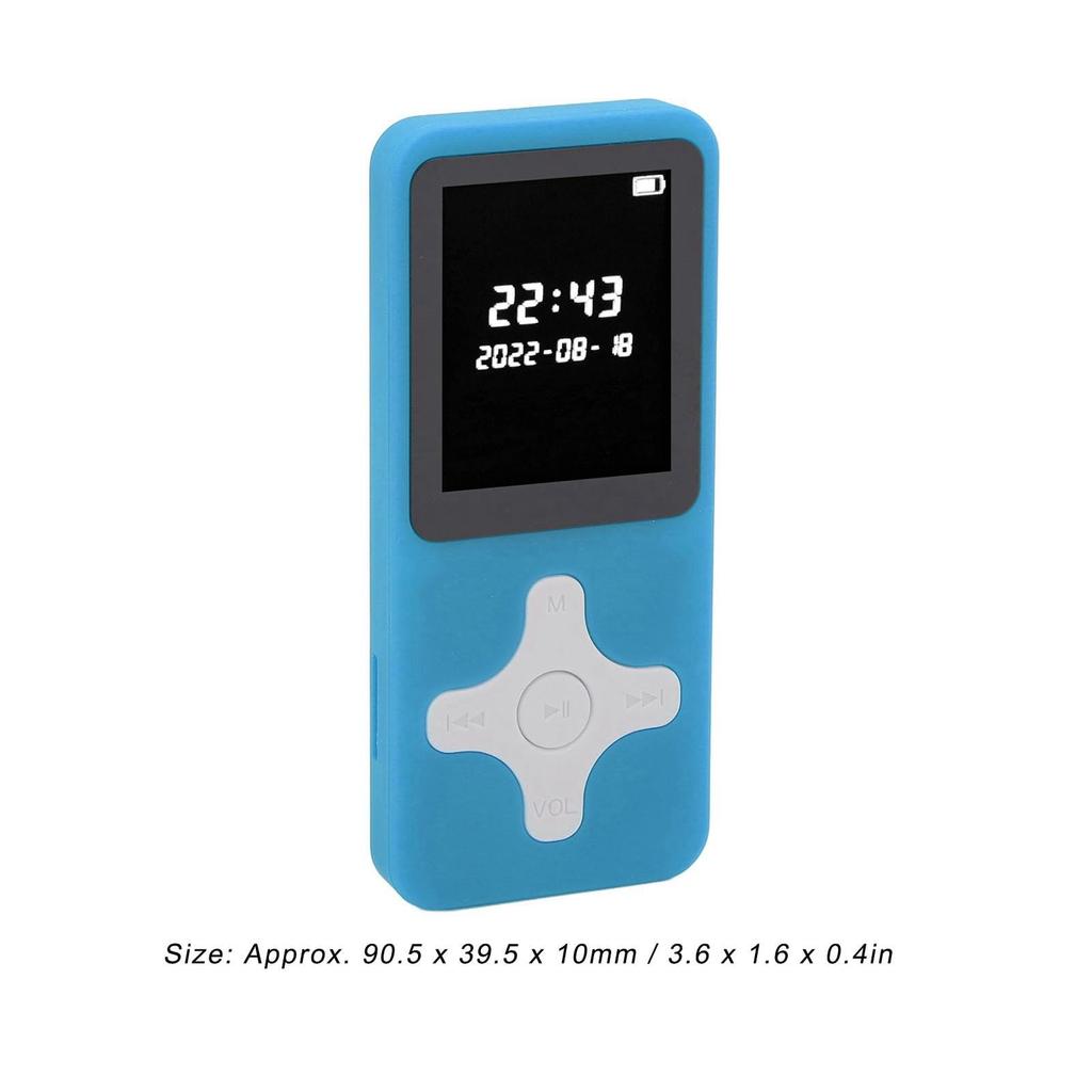 MP3-Player mit Bluetooth, Musik-Player mit UKW-Radio, Wecker, Aufnahme, Digitaler Audio-Player mit HiFi-Sound-Lautsprecher, 128 GB erweiterbar (BLAU)