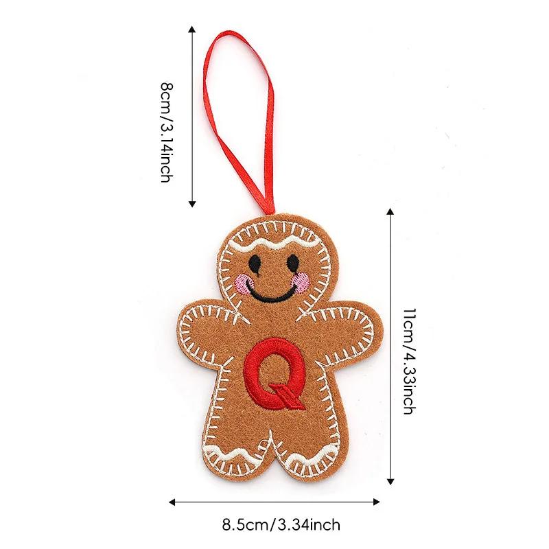 A-Z Gingerbread Man Doll Christmas Decoration Pendants Xmas Tree Hanging Ornament Christmas for Home New Year Kids Gift