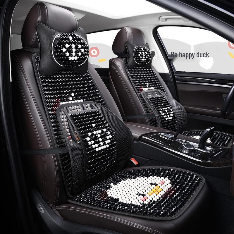 2024 Cartoon Yellow Duck Wooden Bead Car Seat Cushion Set